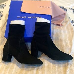 Stuart Weitzman Yuliana 60 black suede booties. Size 8.5 B/39